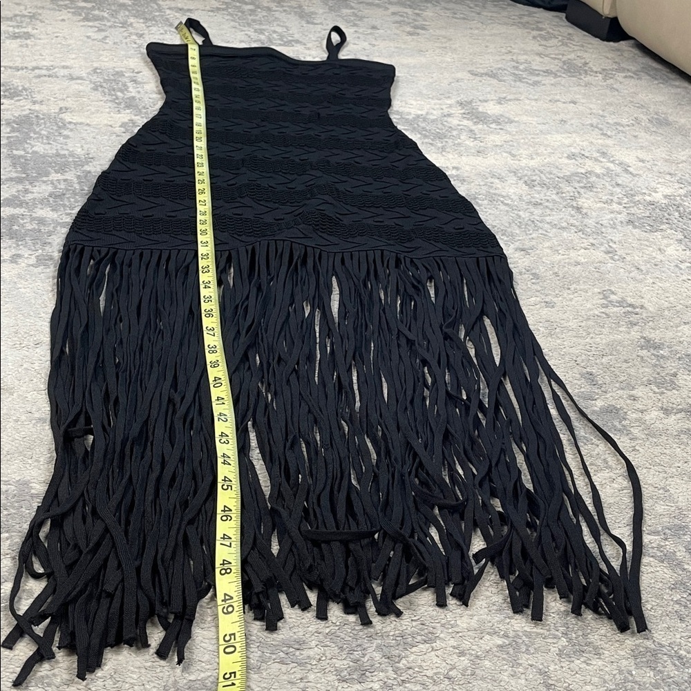 NWT Sandro Maldives Knit Fringe Strapless Dress Black Tight Bodycon Sz 40 - Picture 13 of 14